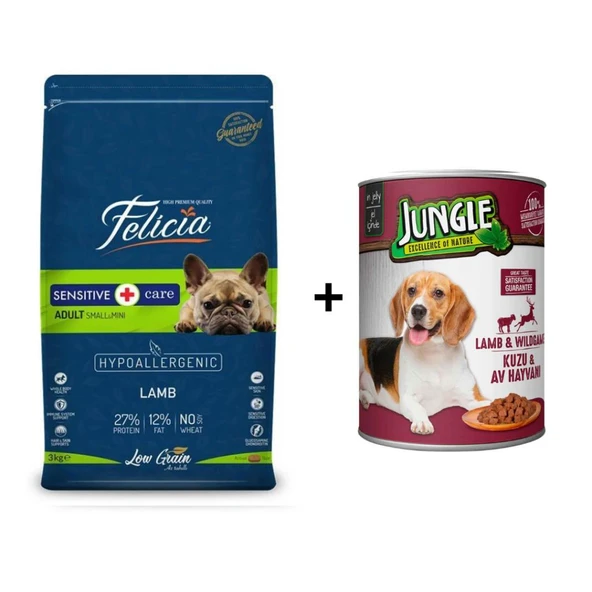 Felicia Küçük ve Orta Irk Kuzulu Yetişkin Köpek Maması 3 kg + 1 Adet Yaş Mama ürün görseli 1