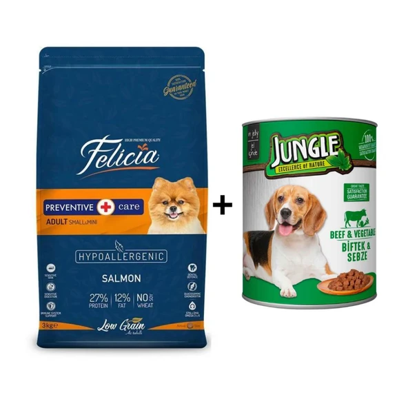 Felicia Somonlu Yetişkin Small/Mini Köpek Maması 3 Kg + 1 Adet Yaş Mama ürün görseli 1