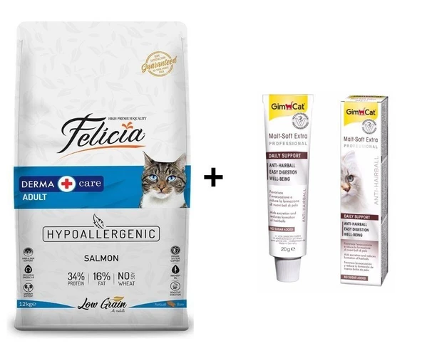 Felicia Somonlu Yetişkin Kedi Maması 12 kg + GimCat Malt Soft Extra 20 gr ürün görseli 1