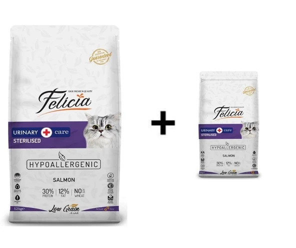 Felicia Sterilized Kısırlaştırılmış  Somonlu Kedi Maması 12 kg + 1 Adet Felicia Kısırlaştırılmış  Somonlu Kedi Maması 2 kg ürün görseli 1
