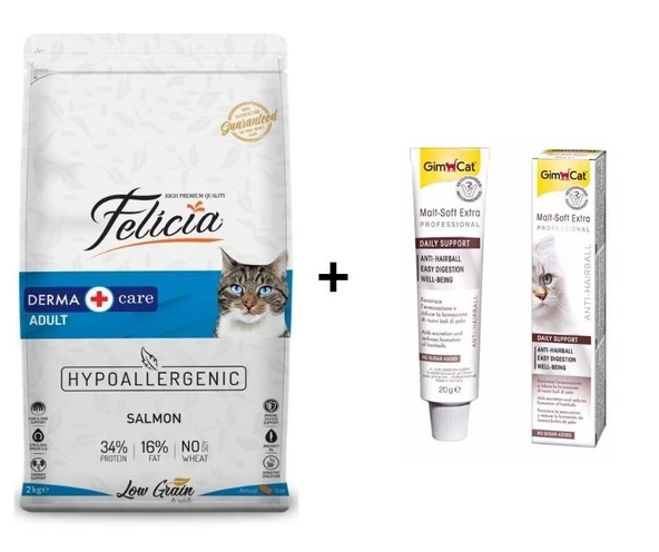 Felicia Somonlu Yetişkin Kedi Maması 2 kg + GimCat Malt Soft Extra 20 gr ürün görseli 1