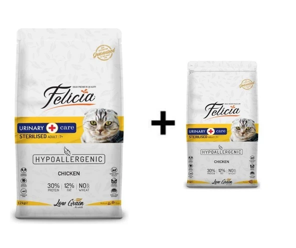 Felicia Tavuklu Kısırlaştırılmış Yetişkin Kedi Maması 12 Kg + 1 Adet Felicia Tavuklu Kısırlaştırılmış Yetişkin Kedi Maması 2 Kg ürün görseli 1