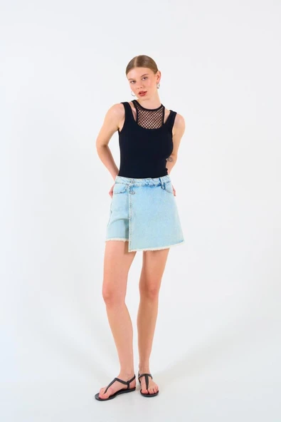 İçi Dantelli Kaşkorse Atlet - SİYAH - Resim 3