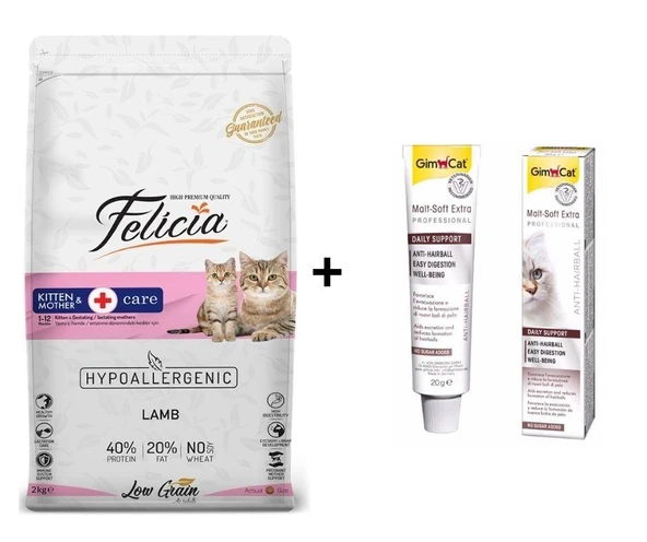 Felicia Kitten Kuzulu Yavru Kedi Maması 2 Kg + GimCat Malt Soft Extra 20 gr ürün görseli