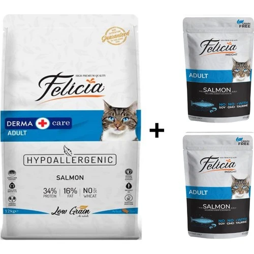 Felicia Somonlu Yetişkin Kedi Maması 2 kg + 2 Adet Yaş Mama