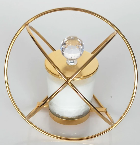 Romantik Dünyam Dekoratif Hediyelik Altın Rengi Metal Mumluk ürün görseli