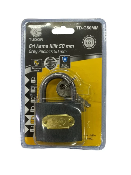 Ennalbur Tudor 50 mm Kısa Gri Asma Kilit ürün görseli 1