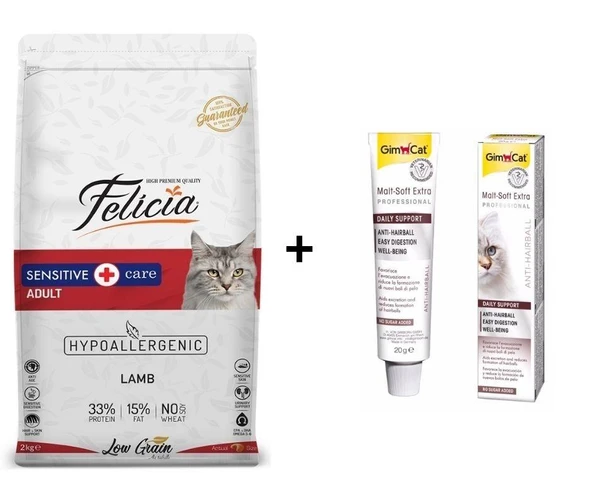 Felicia Kuzulu Yetişkin Kedi Maması 2 Kg + GimCat Malt Soft Extra 20 gr