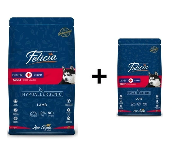Felicia Kuzulu Yetişkin Köpek Maması 15 kg + 1 Adet Felicia Kuzulu Köpek Maması 3 kg ürün görseli 1