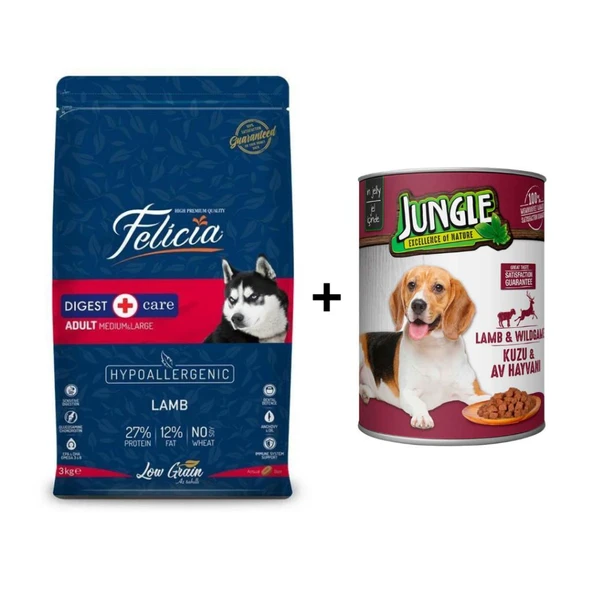 Felicia Kuzulu Köpek Maması 3 kg + 1 Adet Yaş Mama ürün görseli 1