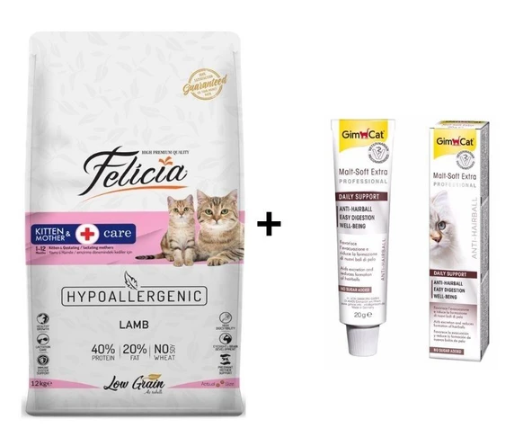 Felicia Kuzulu Yavru Kedi Maması 12 Kg + GimCat Malt Soft Extra 20 gr ürün görseli