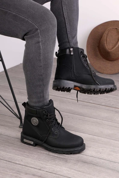 Unisex Siyah Kaymaz Termo Taban İçi Kürklü Rahat Kışlık Bot - 4