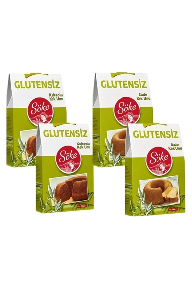 Söke Glutensiz Kek un Sade 2 x 240 g Kakaolu Kek Un 2 x225 g 4 Lü Set - 4