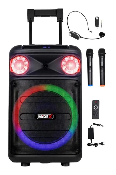 Midex MXR-1300HX Taşınabilir Seyyar Portatif 3 Mikrofonlu Şarjlı Ses Sistemi Hoparlör (1300 Watt) - 1