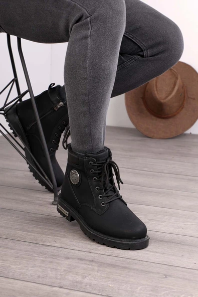 Unisex Siyah Kaymaz Termo Taban İçi Kürklü Rahat Kışlık Bot - 6