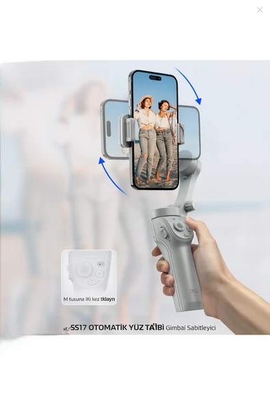 SS17 Akıllı Gimbal Sabitleyici Otomatik Yüz Takip Destekli Telefon Kamera - 4