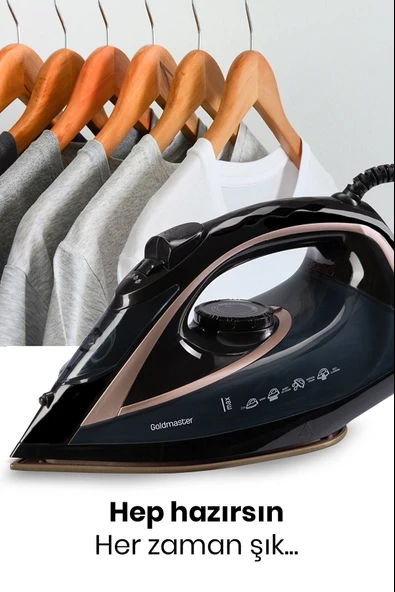 Goldmaster Pressjet 2400 Watt Seramik Tabanlı 170 gr Etkili Şok Buharlı Ütü - 6