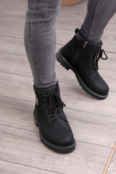 Unisex Siyah Kaymaz Termo Taban İçi Kürklü Rahat Kışlık Bot - 7