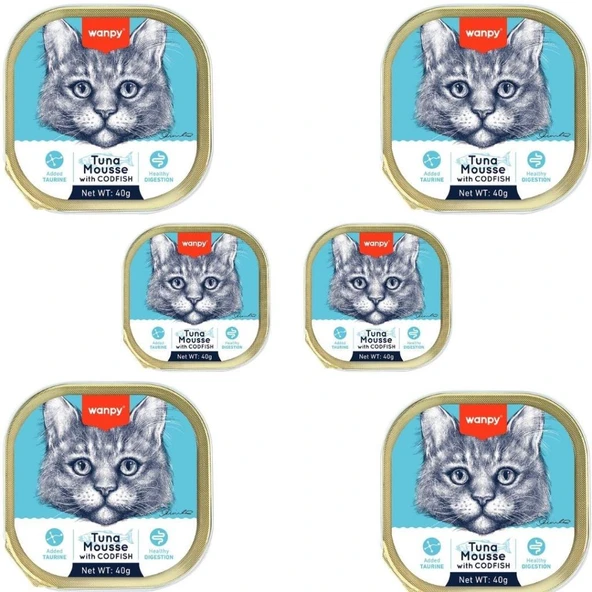 Wanpy Ton Ve Morina Balıklı Alutray Kedi Yaş Mama 40 Gr 6'lı Paket