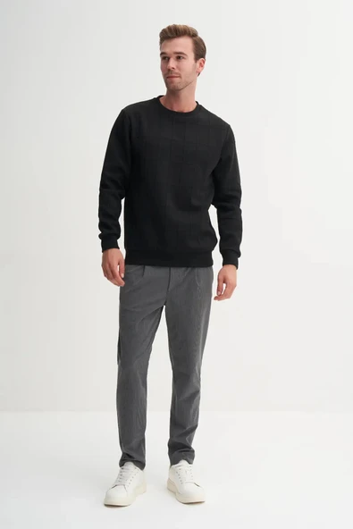 Cazador Regular Fit Kareli Kapitone Jakar Viskon Karışımlı Sweatshirt-53455 ürün görseli 1