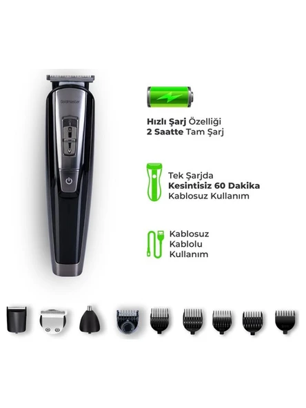 Goldmaster Venge GM 8110 9 In 1 Erkek Bakım Seti  Islak ve Kuru Kullanım - Resim 9