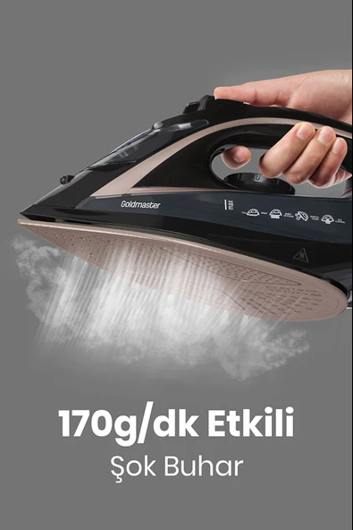 Goldmaster Pressjet 2400 Watt Seramik Tabanlı 170 gr Etkili Şok Buharlı Ütü - 3