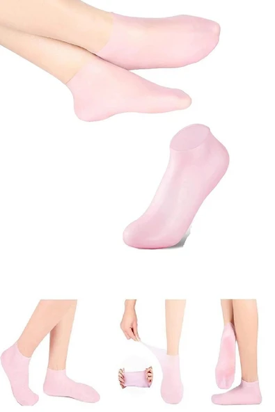 1 çift silikon jel topuk nemlendirici çorap ayak bakımı çatlama koruyucu krem çorabı - 3