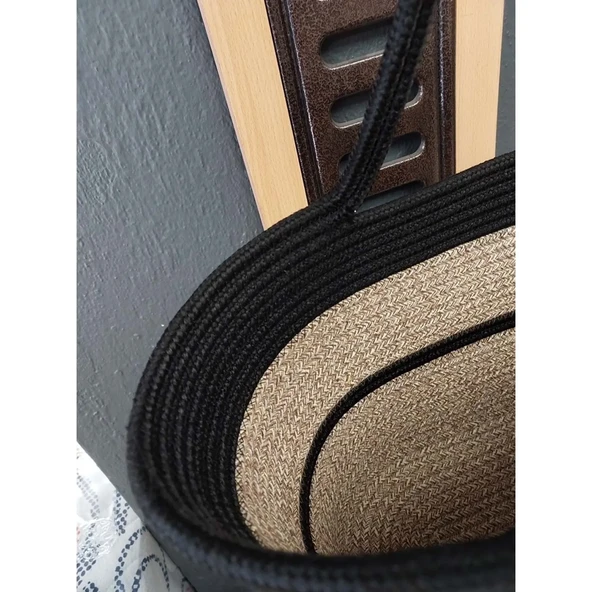 Doğal Hasır Jüt El Örmesi Günlük Kullanım ve Plaj İçin Uygun Bayan Çanta-Bej Siyah Çizgili v1 - 3