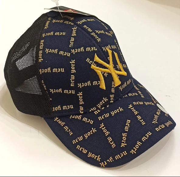 Monalisa Home Şık Lacivert New York Yazılı Fileli Erkek Şapka