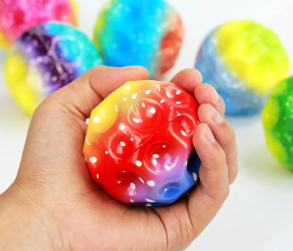 Yükseğe Zıplayan Top Moon Ball Ay Topu Rengarenk 7 cm - 1 Adet ürün görseli 1
