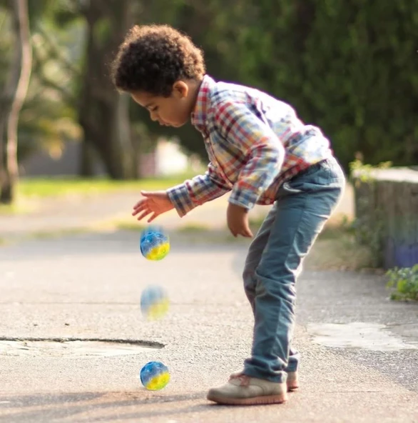 Yükseğe Zıplayan Top Moon Ball Ay Topu Rengarenk 7 cm - 1 Adet - Resim 4