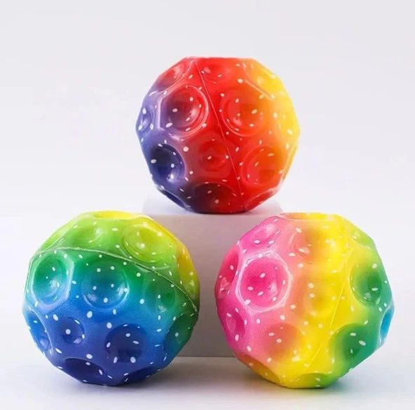 Yükseğe Zıplayan Top Moon Ball Ay Topu Rengarenk 7 cm - 1 Adet - Resim 3
