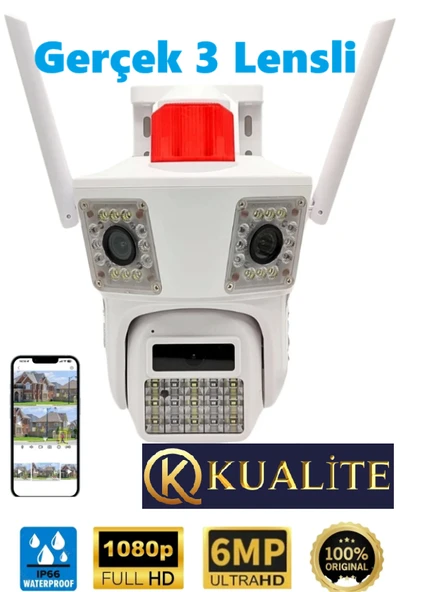 O-kam 3033 3 Kameralı 9mp Wıfı Ptz Kamera Gece Görüşlü Güvenlik Kamerası - 2