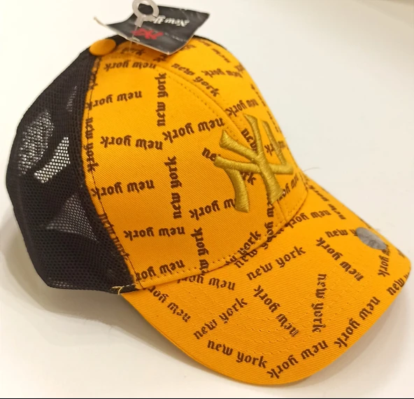 Monalisa Home Şık Sarı New York Yazılı Fileli Erkek Şapka