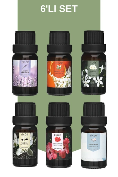 6’lı Esans Seti, 10 Ml Uçucu Yağ, Buhurdanlık Yağı, Oda Kokusu Esansı, Hava Nemlendirici Esansı
