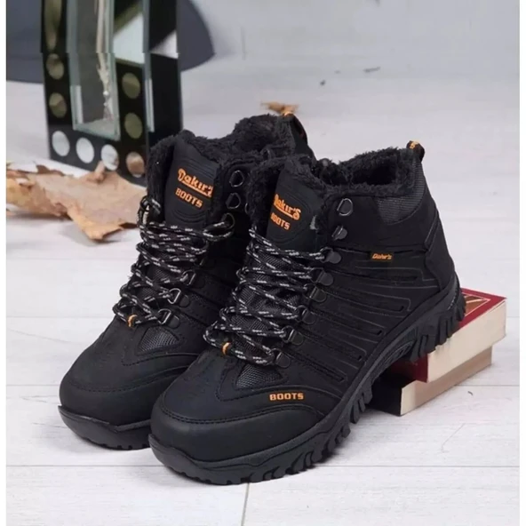 Unisex Trekking Termo Kürklü Outdoor Bot Siyah/Füme