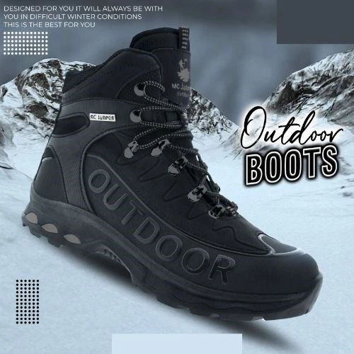 Erkek Siyah İçi Kürklü Termo Kaymaz Taban Outdoor Bot