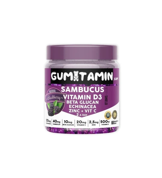 Gumitamin Sambucus Vitamin D3 Beta Glucan Zinc + Vit C 60 Gummies ürün görseli