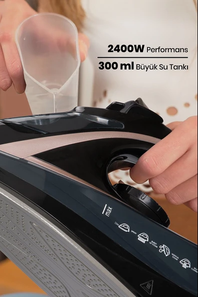 Goldmaster Pressjet 2400 Watt Seramik Tabanlı 170 gr Etkili Şok Buharlı Ütü - 2