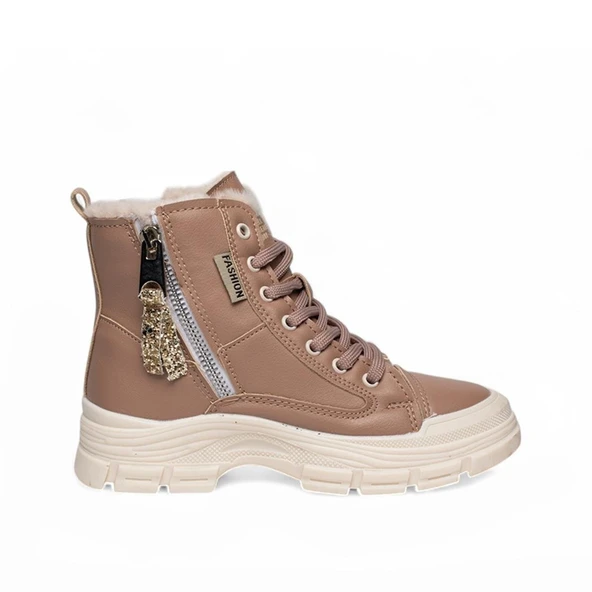 Kadın İçi Kürklü Kum Bej Bot - 2