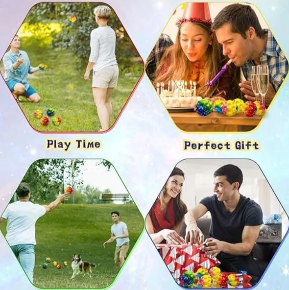 Yükseğe Zıplayan Top Moon Ball Ay Topu Rengarenk 7 cm - 1 Adet - Resim 5