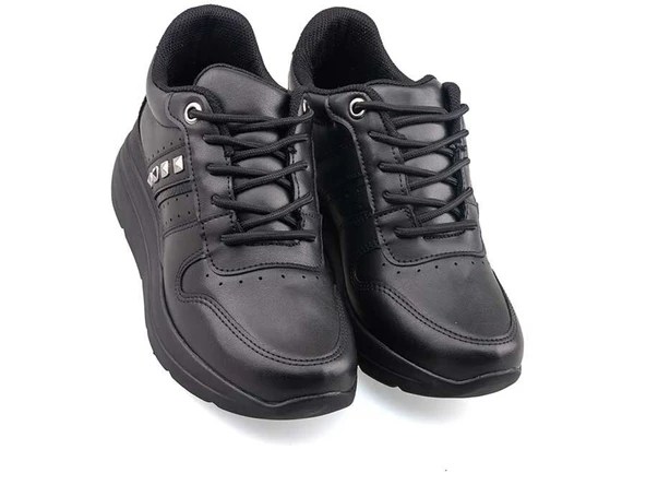 Kadın Siyah Yüksek Topuk Ortopedik Taban Cilt Spor Bot - 5