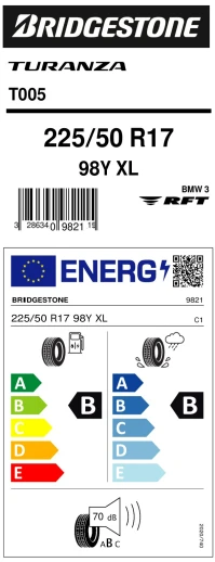 Brıdgestone 225/50R17 98Y Xl Turanza T005 Rft  Oto Yaz Lastiği (Üretim Yılı:2025) - Resim 3