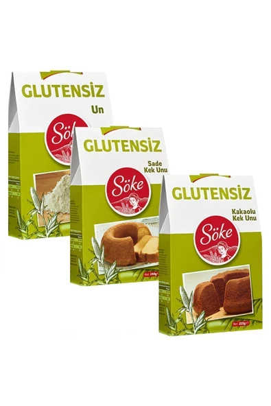 Söke Glutensiz Un 250 G Kek Un Sade 240 G Kakaolu Kek Un 225 G 3 Lü Set - 1