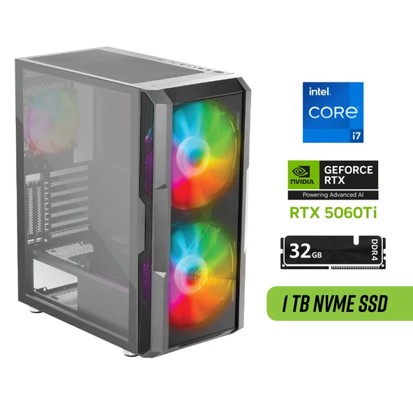 RTX 5060 Ti Gaming PC - Intel i7-14700F - 32GB RAM - 1TB SSD - Hazır Oyun Bilgisayarı