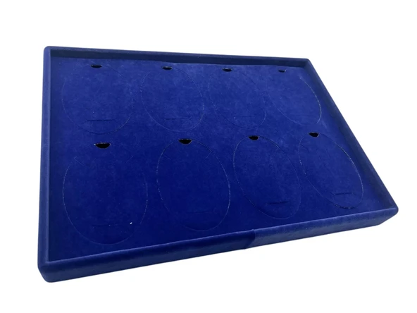 Süet Kumaş Lacivert 34-24 Cm Ayaklı 8 Pedli Kolye Tabla Stand - Resim 2