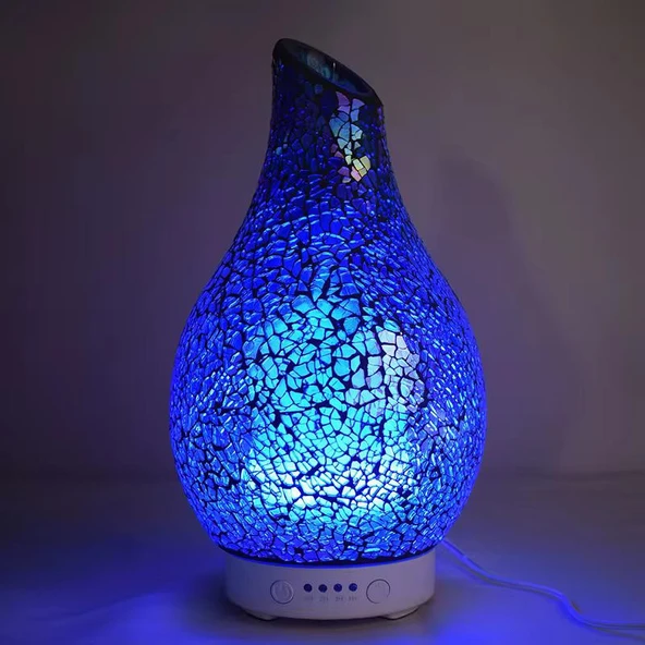 Şık Tasarımlı Mozaik Desenli LED Işıklı Ultrasonik Aromaterapi Difüzör  Otomatik Kapanma Özellikli Hava Nemlendirici - 2