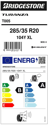 Brıdgestone 285/35R20 104Y Xl Turanza T005 Ext Moe Oto Yaz Lastiği (Üretim Yılı:2023) - Resim 3