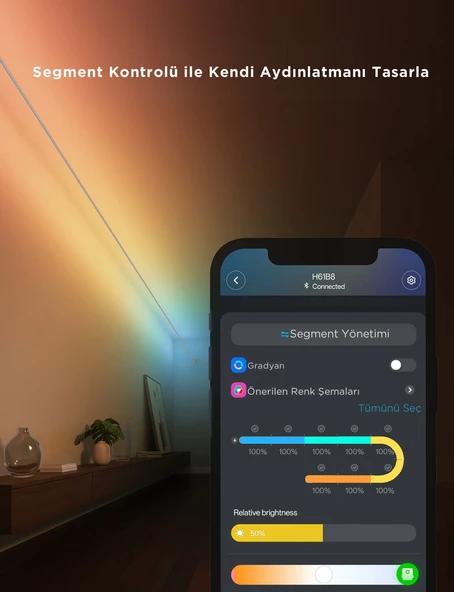 Govee RGBICWW Skyline Duvarlar Arası Kesilebilir LED Şerit - 4 Metre - H61B83H1 - 8