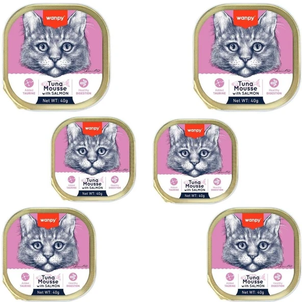 Wanpy Ton Balıklı Ve Somonlu Alutray Kedi Yaş Mama 40 Gr x 6 Adet ürün görseli